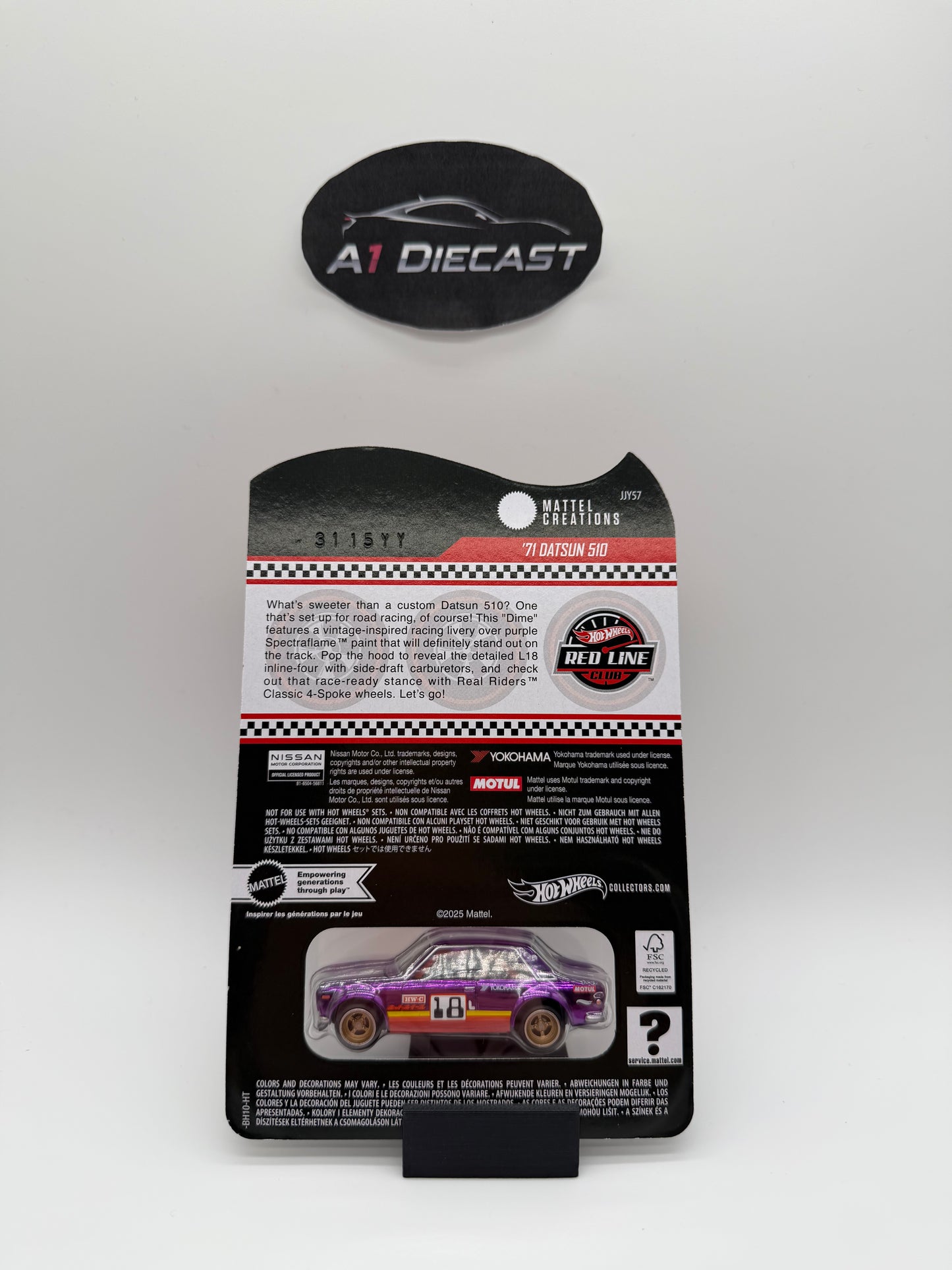 Hot Wheels Red Line Club Real Rider 71 Datsun 510