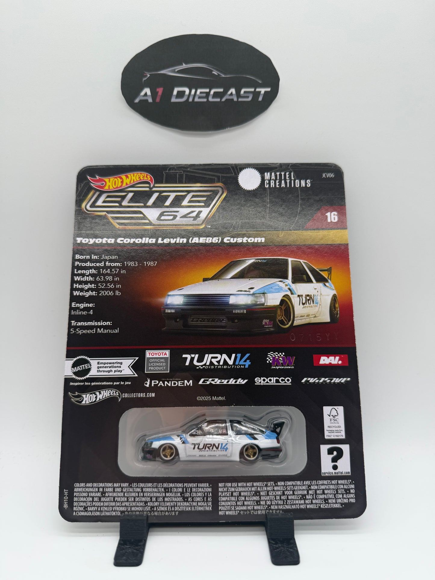 Hot Wheels Elite 64 Toyota Corolla Levin (AE86) Custom
