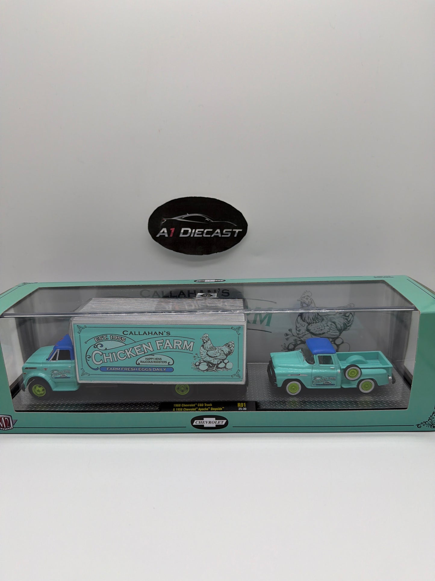 M2 Machines Transport 1968 Chevrolet C60 Truck & 1958 Chevrolet Apache Stepside