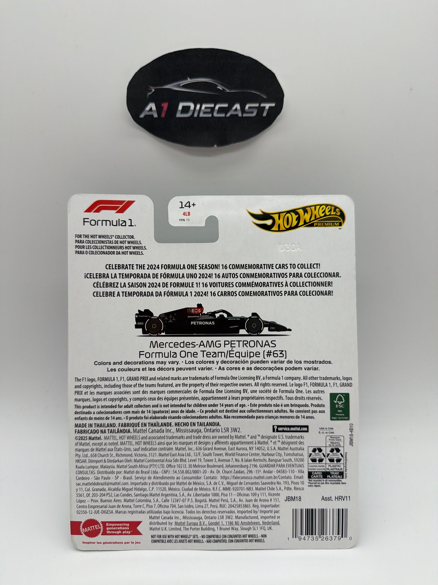 Hot Wheels Premium Mercedes-AMG Petronas Formula One Team/Équite (#63)