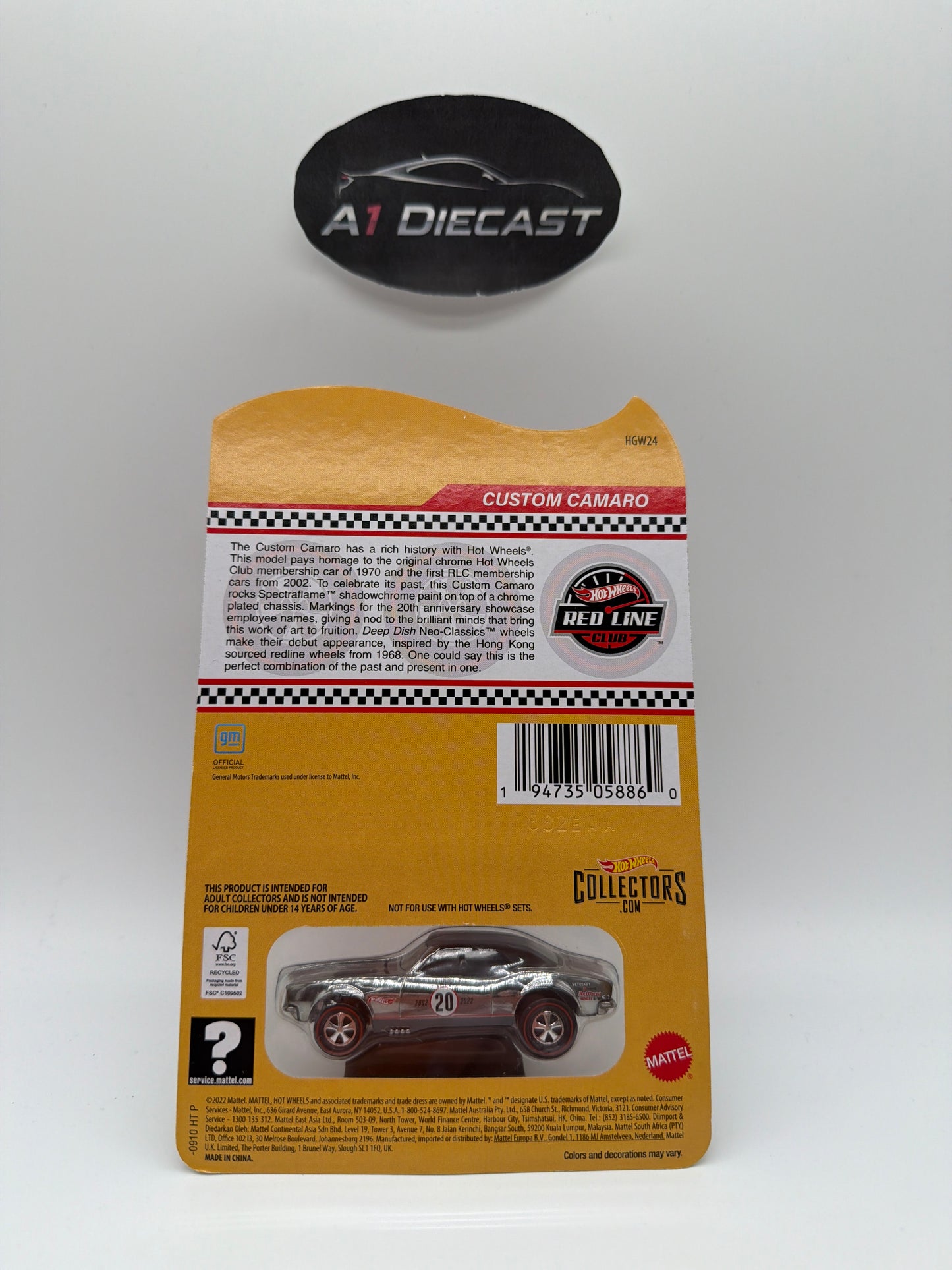 Hot Wheels Red Line Club 2002-2022 Custom Camaro