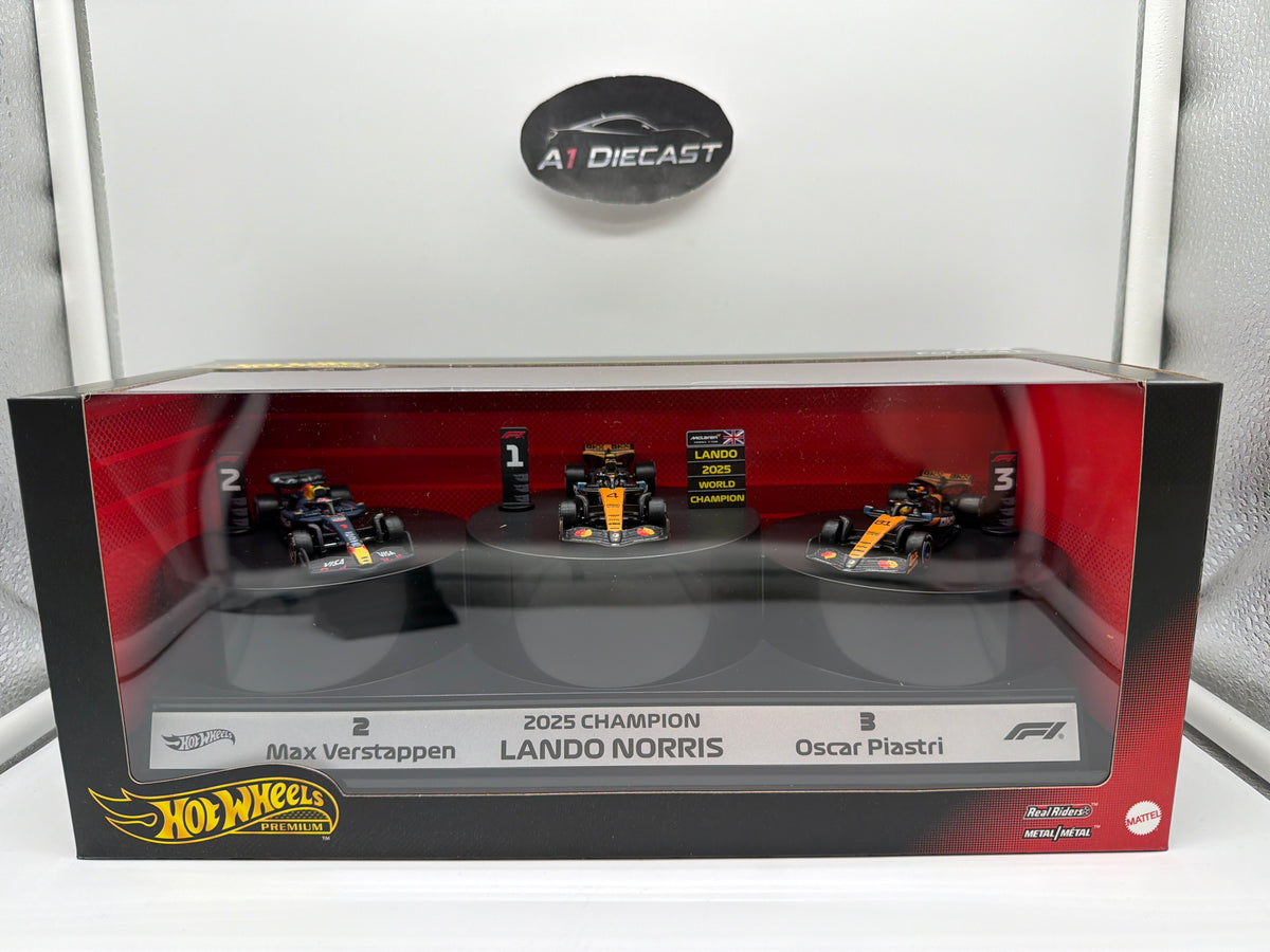 Hot Wheels Premium Formula 1 2025 Champion results top 3 display