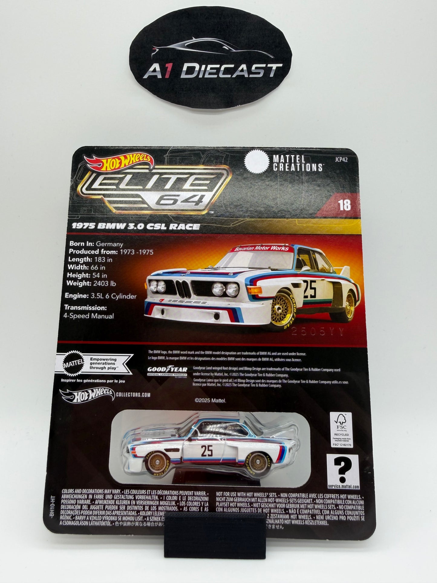 Hot Wheels Elite 64 1975 BMW 3.0 CSL Race