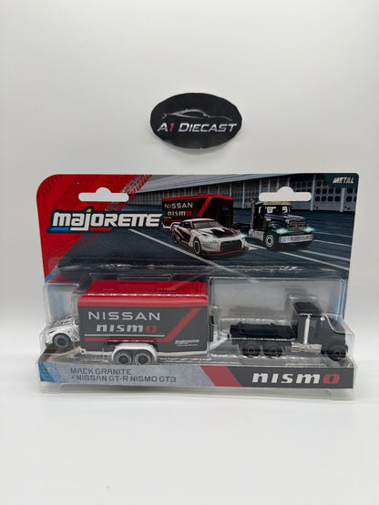 Majorette Racing Deluxe Trailer Mack Granite + Nissan GT-R Nismo GT3