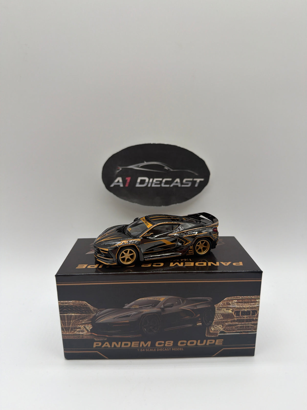 Model Model Pandem C8 Coupe Black and Gold CDX Exclusive