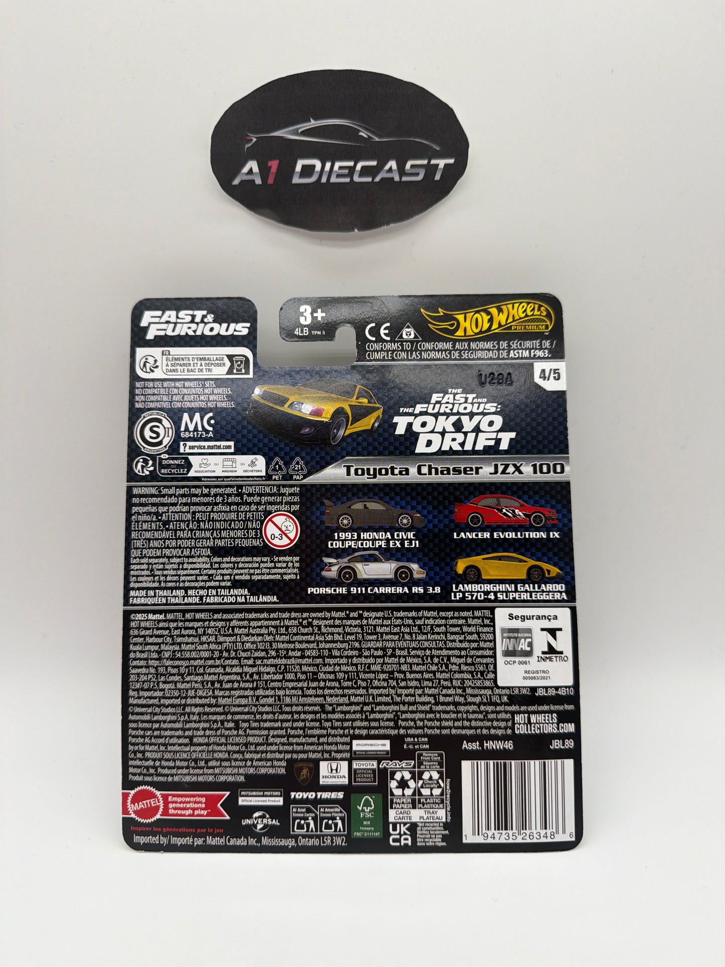 Hot Wheels Premium Fast & Furious Toyota Chaser JZX 100