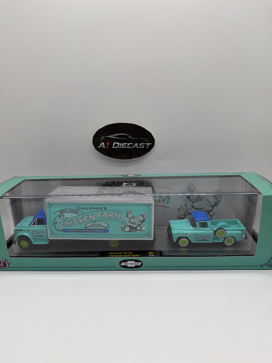 M2 Machines Transport 1968 Chevrolet C60 Truck & 1958 Chevrolet Apache Stepside