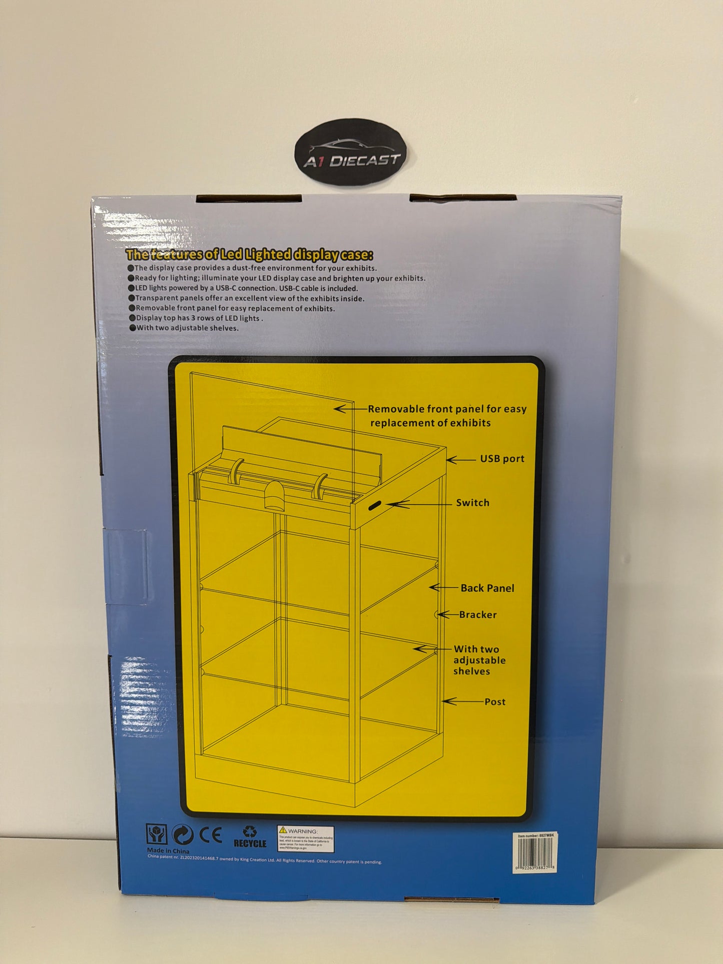K.C. Display Cases Tier Collectible LED Display Case