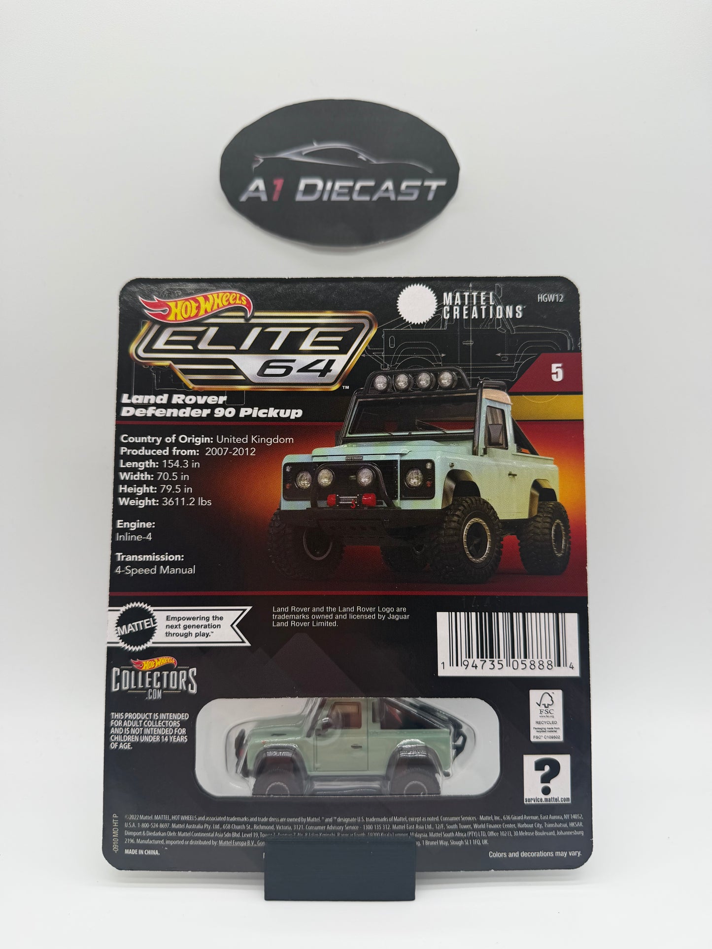 Hot Wheels Elite 64 Land Rover Defender 90 Pickup