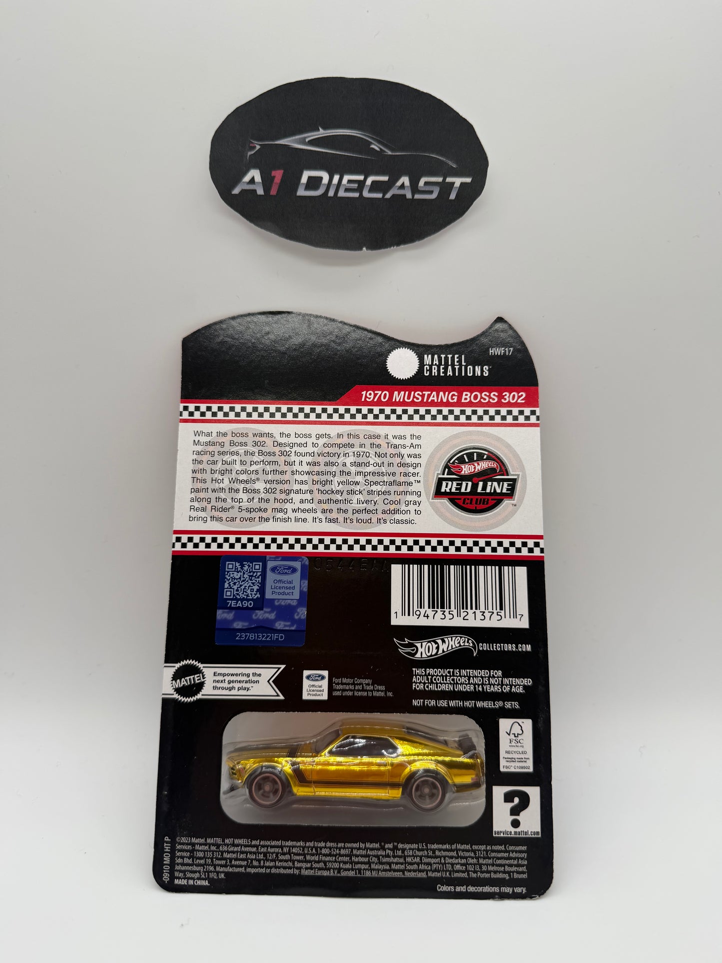 Hot Wheels Red Line Club 1970 Mustang Boss 302