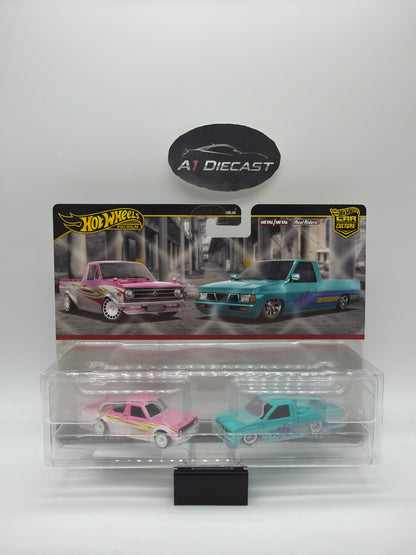 Hot Wheels Premium Car Culture 1975 Datsun Sunny Truck (B120) & Custom ‘93 Nissan Hardbody (D21)