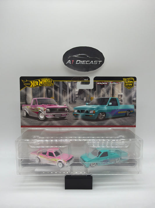 Hot Wheels Premium Car Culture 1975 Datsun Sunny Truck (B120) & Custom ‘93 Nissan Hardbody (D21)
