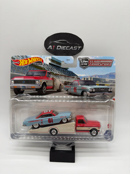 Hot Wheels Premium Car Culture Team Transport ‘61 Impala & ‘72 Chevy Ramp Truck