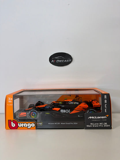 Bburago McLaren MCL38 - Miami Grand Prix 2024 (Lando Noris #4)