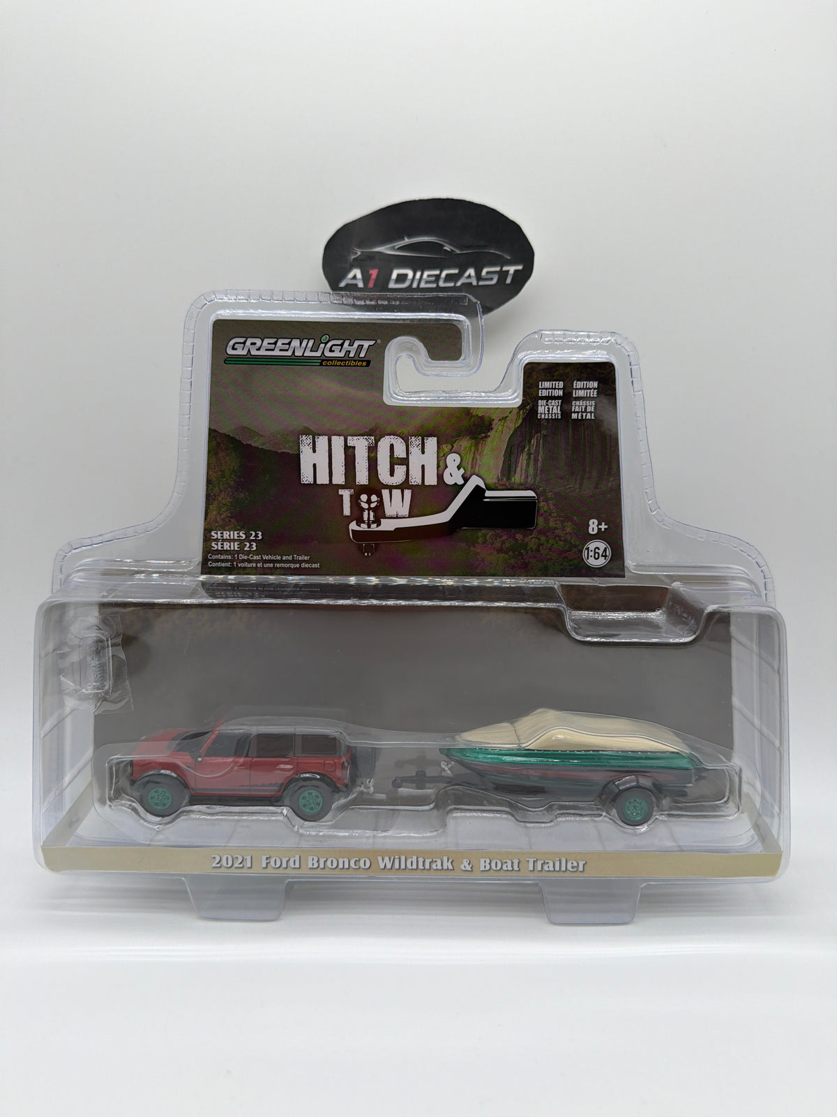 Greenlight Racing Hitch & Tow 2021 Ford Bronco Wildtrak & Boat Trailer