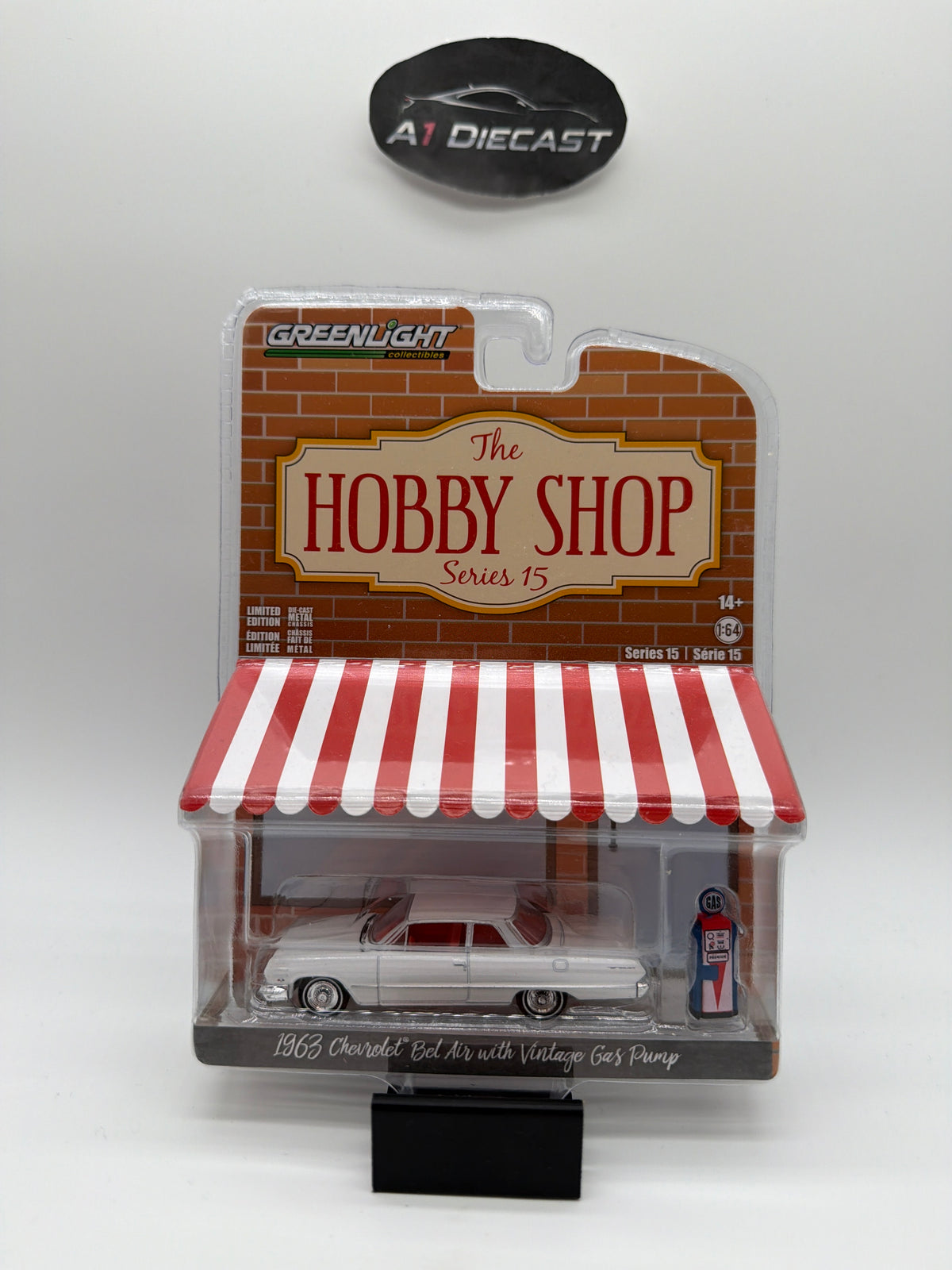Greenlight The Hobby Shop 1963 Chevrolet Bel Air with Vintage Gas Pump