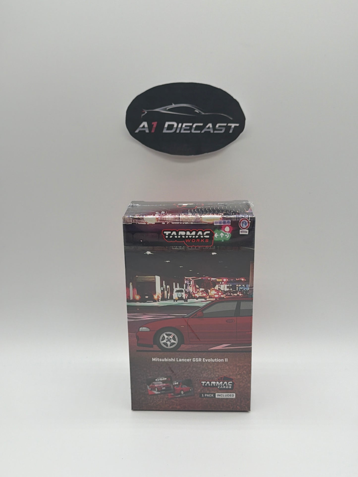 Tarmac Works Global 64 Mitsubishi Lancer GSR Evolution II : Tarmac Cards 1 Pack Included