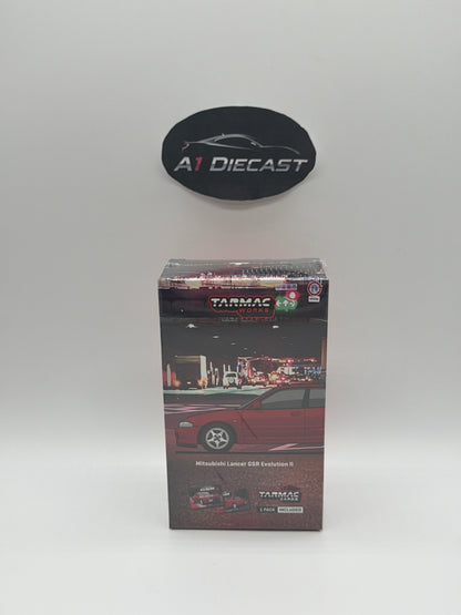 Tarmac Works Global 64 Mitsubishi Lancer GSR Evolution II : Tarmac Cards 1 Pack Included