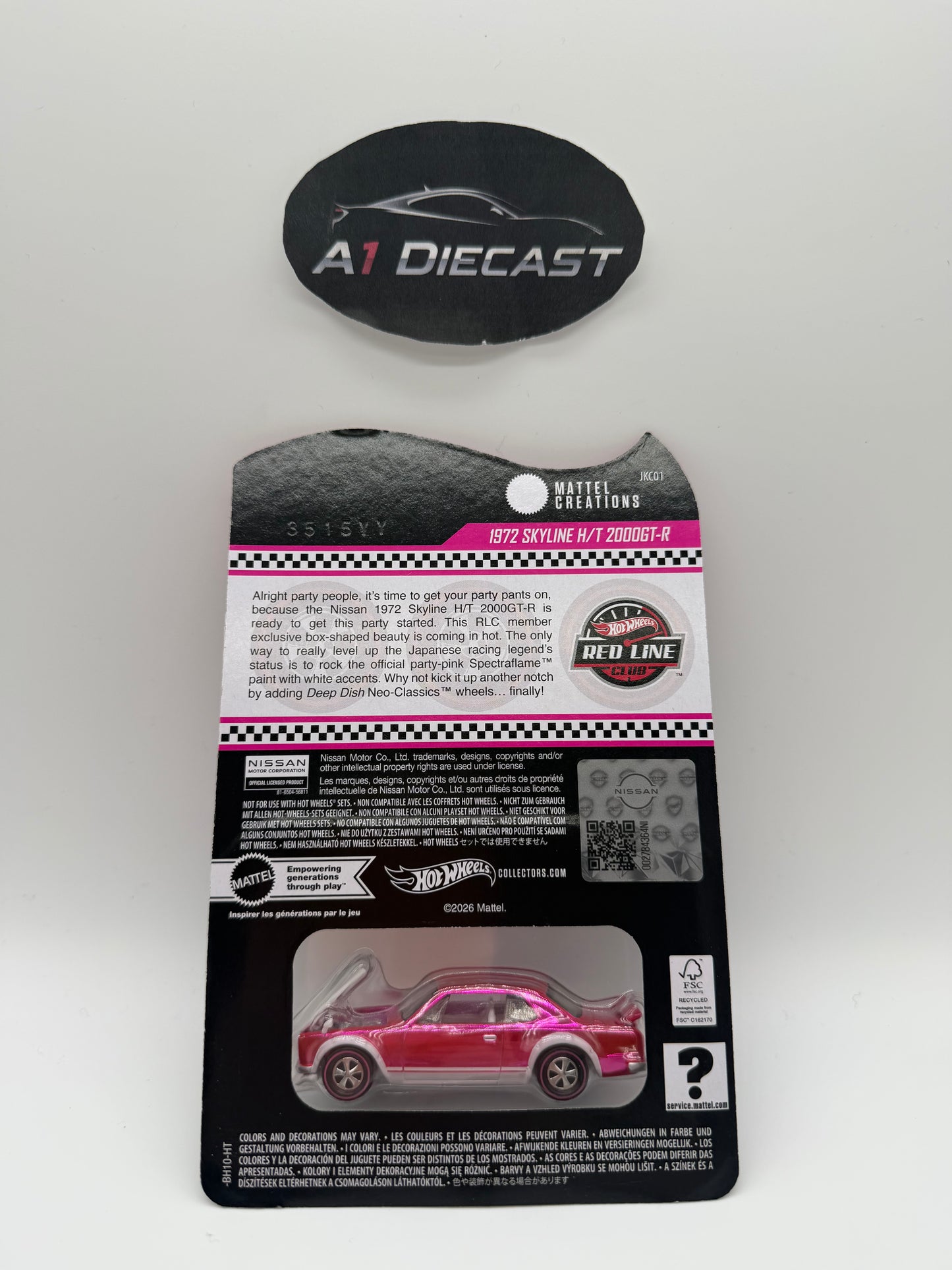 Hot Wheels Red Line Club 1972 Skyline HT 2000GT-R
