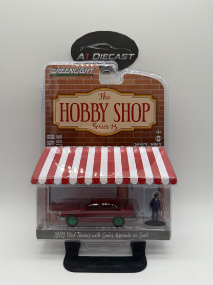 Greenlight The Hobby Shop 1989 Ford Taurus with Sales Associate in suit Chase