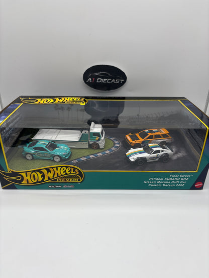 Hot Wheels Premium Fleet Street, Pandem Subaru BRZ, Nissan Maxima Drift Car & Custom Datsun 240Z