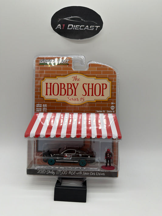 Greenlight The Hobby Shop 2010 Shelby GT500 #68 with Race Car Driver Chase