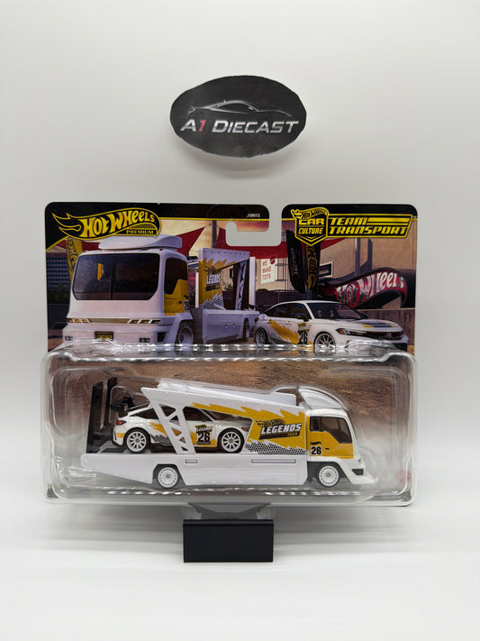 Hot Wheels Premium Car Culture Team Transport’24 Honda Civic Type R & Kousoku Hauler Camion de Transport Legends Tour