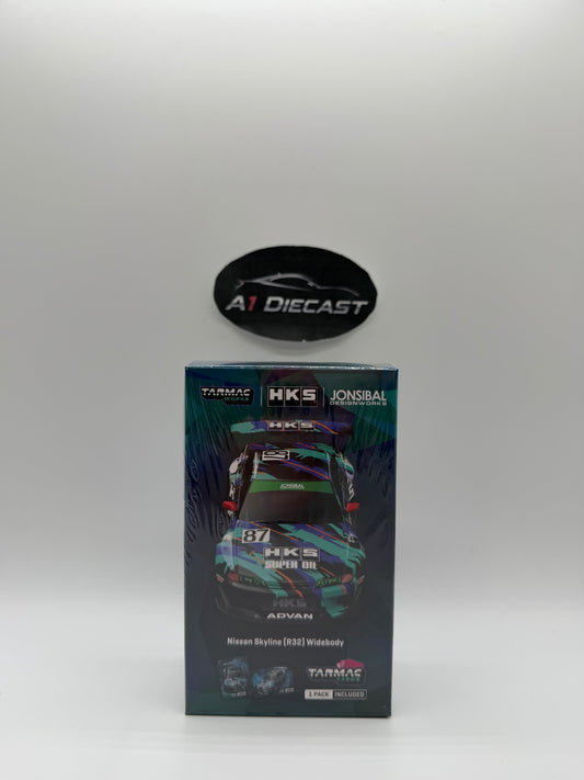 Tarmac Works HKS Nissan Skyline (R32) Widebody With 1 Tarmac Cards Pack Included