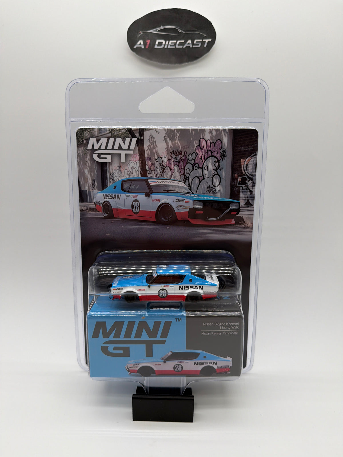 Mini GT Nissan Skyline Kenmeri Liberty Walk Nissan Racing ‘75 concept MGT01212-BL - 1212